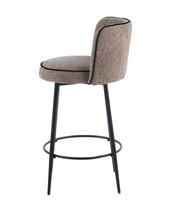 CATHY BAR STOOL WITH BLACK METAL LEGS IN TAUPE FABRIC WITH BLACK FINISHING 3D FABRIC