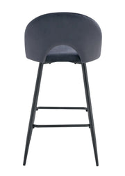 TEDDY BAR STOOL WITH BLACK METAL LEGS IN ANTHRACITE VELVET.