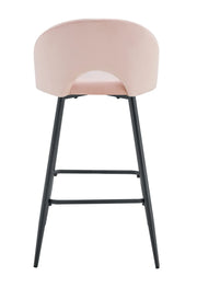 TEDDY BAR STOOL WITH BLACK METAL LEGS IN PINK VELVET.