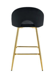 TEDDY BAR STOOL WITH GOLD LEGS IN BLACK VELVET.
