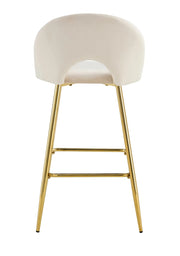 TEDDY BAR STOOL WITH GOLD LEGS IN BEIGE VELVET.