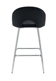 TEDDY BAR STOOL WITH SILVER LEGS IN BLACK VELVET.