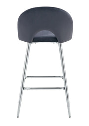 TEDDY BAR STOOL WITH SILVER LEGS IN ANTHRACITE VELVET.