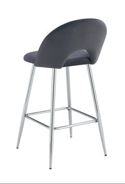 TEDDY BAR STOOL WITH SILVER LEGS IN ANTHRACITE VELVET.