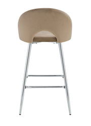 TEDDY BAR STOOL WITH SILVER LEGS IN TAUPE VELVET.