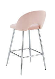 TEDDY BAR STOOL WITH SILVER LEGS IN PINK VELVET.