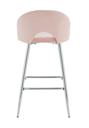 TEDDY BAR STOOL WITH SILVER LEGS IN PINK VELVET.