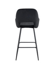 ATHENA BAR STOOL WITH BLACK METAL LEGS IN BLACK VELVET.