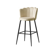 NYMPHEA BAR STOOL WITH BLACK METAL LEGS IN BEIGE VELVET .MEASURING 46X43X97CM