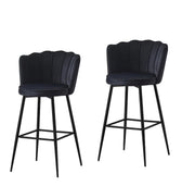 NYMPHEA BAR STOOL WITH BLACK METAL LEGS IN BLACK VELVET .MEASURING 46X43X97CM