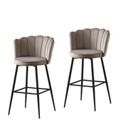 NYMPHEA BAR STOOL WITH BLACK METAL LEGS IN MOCHA VELVET .MEASURING 46X43X97CM