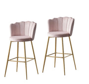 NYMPHEA BAR STOOL WITH GOLD LEGS IN PINK VELVET .MEASURING 46X43X97CM