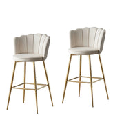 NYMPHEA BAR STOOL WITH GOLD LEGS IN OFF WHITE/BEIGE VELVET .MEASURING 46X43X97CM