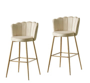 NYMPHEA BAR STOOL WITH GOLD LEGS IN BEIGE VELVET .MEASURING 46X43X97CM