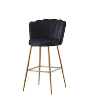 NYMPHEA BAR STOOL WITH GOLD LEGS IN BLACK VELVET .MEASURING 46X43X97CM