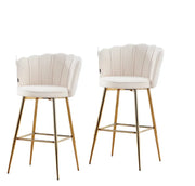 NYMPHEA BAR STOOL WITH GOLD LEGS IN TEDDY FABRIC .MEASURING 46X43X97CM