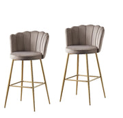 NYMPHEA BAR STOOL WITH GOLD LEGS IN MOCHA VELVET .MEASURING 46X43X97CM