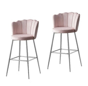 NYMPHEA BAR STOOL WITH SILVER LEGS IN PINK VELVET .MEASURING 46X43X97CM