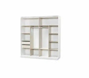 BOSS WARDROBE WITH SILVER AND WHITE COLOR FINISH WITH 2 SLIDING DOORS AND MIRROR . MEASUIRNG 210X63X210CM