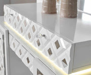 CRISTAL DRESSING TABLE IN WHITE AND GREY COLOR WITH LIGHT AND 2 DOORS WITH 1 DRAWERS.MEASURING