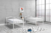 PAPATYA WHITE METAL BUNK BED MEASURING 90X190CM + 90X190CM WITHOUT MATRESS.