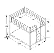 COLOSSE BUNK BED IN MATTE BLACK METAL ,MEASURING 140X190CM+140X190CM.WITHOUT MATRESS.
