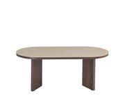 PAGE COFFEE TABLE WITH MDF BASE IN WALNUT EFFECT ,MATTE TRAVERTINE CERAMIC TOP MEASURING 120X60X45CM