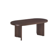 PAGE COFFEE TABLE , MDF BASE WITH WALNUT EFFECT , MATTE TRAVERTINE CERAMIC TOP. MEASURING 120X60X45CM