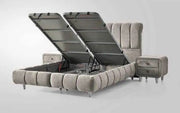 ALISSA BED IN BEIGE FABRIC WITH CANAPE AND WITHOUT MATRESS WITH ELEGANT DESIGN.MEASURING 140X190CM