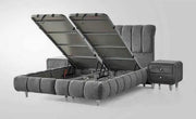 ALISSA BED IN GREY FABRIC WITH CANAPE AND WITHOUT MATRESS WITH ELEGANT DESIGN.MEASURING 140X190CM