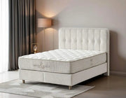BARCELONE BED IN BEIGE FABRIC WITH CANAPE WITHOUT MATTRESS.MEASURING 160X200CM