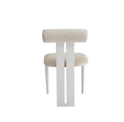 TIFFANY CHAIR WITH WOOD-EFFECT LEGS WHITE IN BEIGE VELVET SEATING.