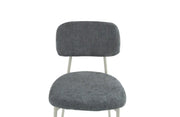 AZRA CHAIR WITH TAUPE METAL LEGS AND A HERITAGE ANTHRACITE/DARK GREY FABRIC SEAT.