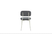 AZRA CHAIR WITH TAUPE METAL LEGS AND A HERITAGE ANTHRACITE/DARK GREY FABRIC SEAT.