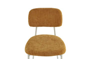 AZRA CHAIR WITH TAUPE METAL LEGS AND A HERITAGE OCHRE FABRIC SEAT.