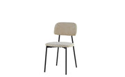 AZRA CHAIR WITH BLACK METAL LEGS AND A HERITAGE BEIGE FABRIC SEAT.MEASURING  44X43X80CM