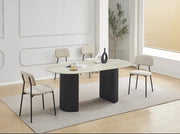 AZRA CHAIR WITH BLACK METAL LEGS AND A HERITAGE SAND FABRIC SEAT.MEASURING  44X43X80CM