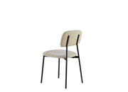 AZRA CHAIR WITH BLACK METAL LEGS AND A HERITAGE BEIGE FABRIC SEAT.MEASURING  44X43X80CM