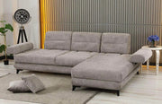 MONZA RIGHT HAND CORNER SOFA IN GREY FABRIC WITH ELEGANT DESIGNA ND CUSHIONS.MEASUIRNG 270X170CM