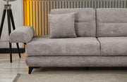 MONZA RIGHT HAND CORNER SOFA IN GREY FABRIC WITH ELEGANT DESIGNA ND CUSHIONS.MEASUIRNG 270X170CM