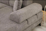 MONZA RIGHT HAND CORNER SOFA IN GREY FABRIC WITH ELEGANT DESIGNA ND CUSHIONS.MEASUIRNG 270X170CM
