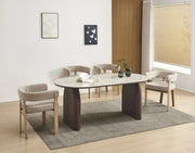 ALIA CHAIR WITH OAK EFFECT LEGS AND MOKA TEXTURED SEAT.MEASURING 53X52X72CM