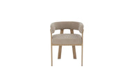 ALIA CHAIR WITH OAK EFFECT LEGS AND MOKA TEXTURED SEAT.MEASURING 53X52X72CM