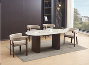 ALIA CHAIR WITH WALNUT EFFECT LEGS AND MOKA TEXTURED SEAT.MEASURING 53X52X72CM