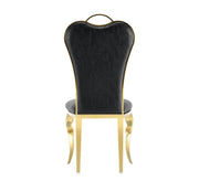 NANA PHALLE CHAIR WITH GOLD LEGS AND BLACK LEATHER SEAT.MEASURING 50X45X111CM