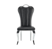 NANA PHALLE CHAIR WITH SILVER LEGS AND BLACK LEATHER SEAT.MEASURING 50X45X111CM