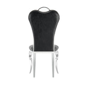 NANA PHALLE CHAIR WITH SILVER LEGS AND BLACK LEATHER SEAT.MEASURING 50X45X111CM