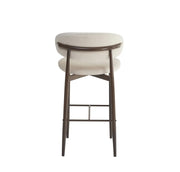 LUCILE BAR STOOL WITH WALNUT EFFECT LEGS AND MOKA TEXTURED SEAT.