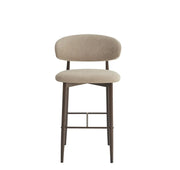 LUCILE BAR STOOL WITH WALNUT EFFECT LEGS AND MOKA TEXTURED SEAT.