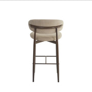 LUCILE BAR STOOL WITH WALNUT EFFECT LEGS AND MOKA TEXTURED SEAT.